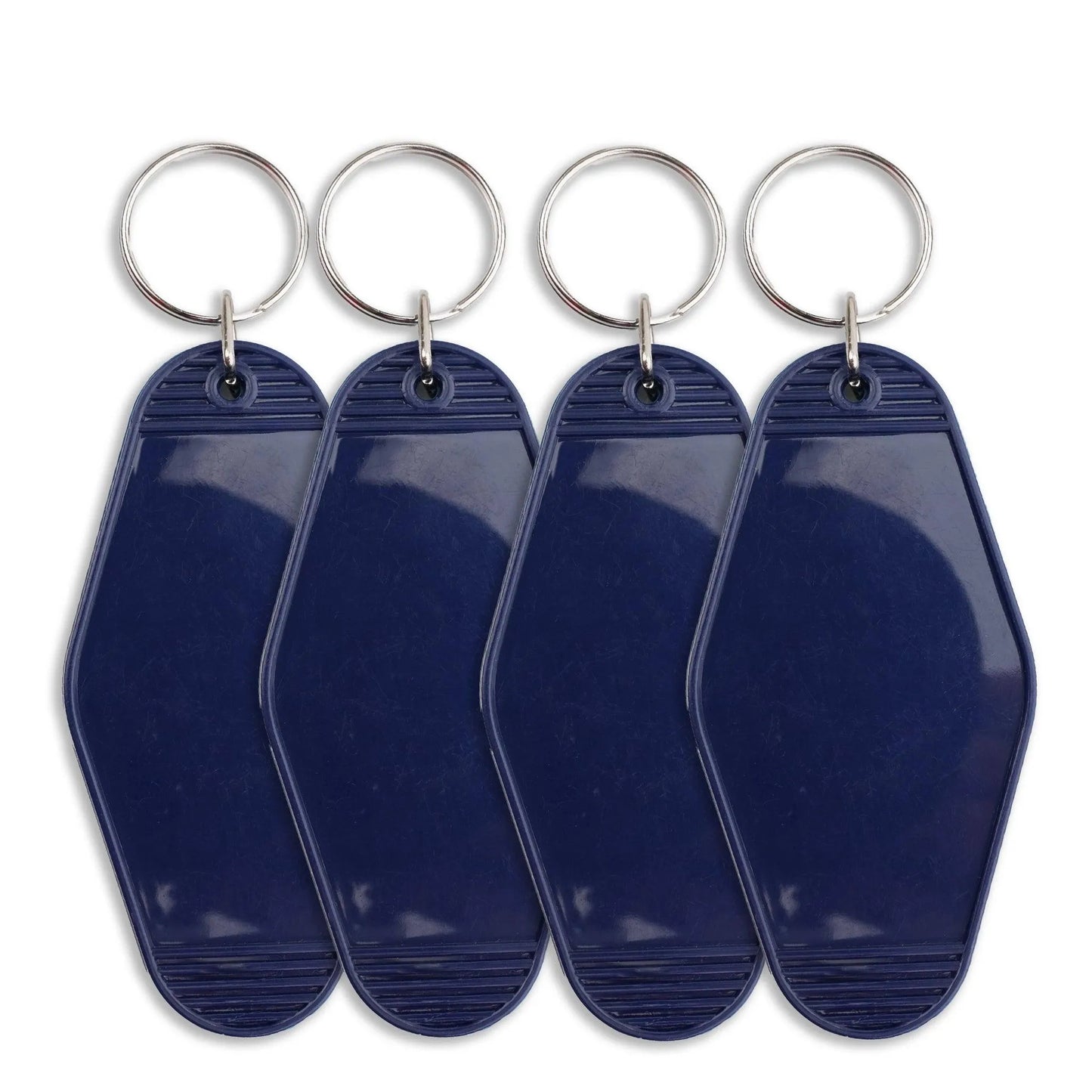 Master Maker Crafts -  Retro Motel Keychain with Silver Ring - Navy Blue (4 per Set)