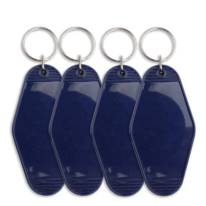 Master Maker Crafts -  Retro Motel Keychain with Silver Ring - Navy Blue (4 per Set)
