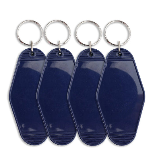 Master Maker Crafts -  Retro Motel Keychain with Silver Ring - Navy Blue (4 per Set)