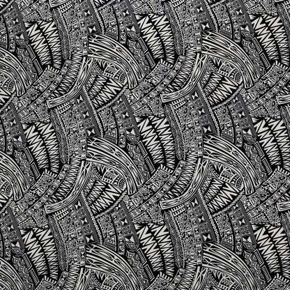 Traditional Polynesian Tattoo Fabric | Cotton Light-Barkcloth