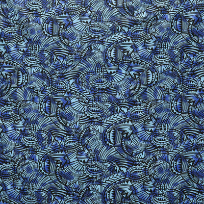 Traditional Polynesia Tattoo All Over Fan design Poly Cotton Fabric | Islands Fabric