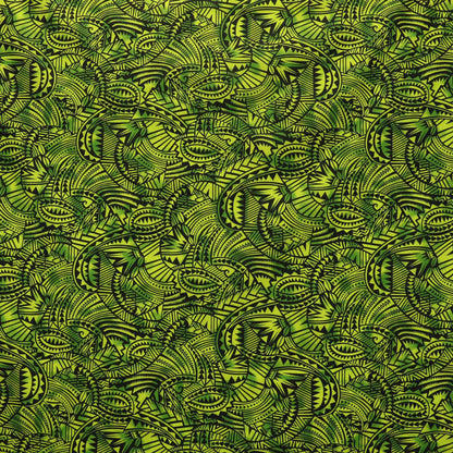 Traditional Polynesia Tattoo All Over Fan design Poly Cotton Fabric | Islands Fabric