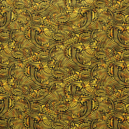 Traditional Polynesia Tattoo All Over Fan design Poly Cotton Fabric | Islands Fabric