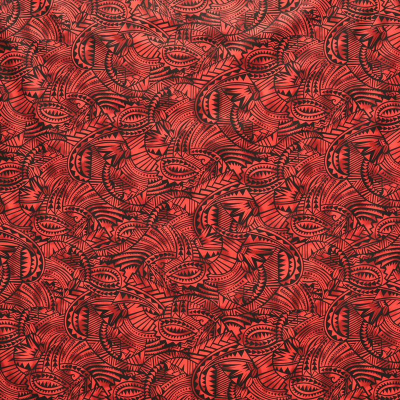 Traditional Polynesia Tattoo All Over Fan design Poly Cotton Fabric | Islands Fabric