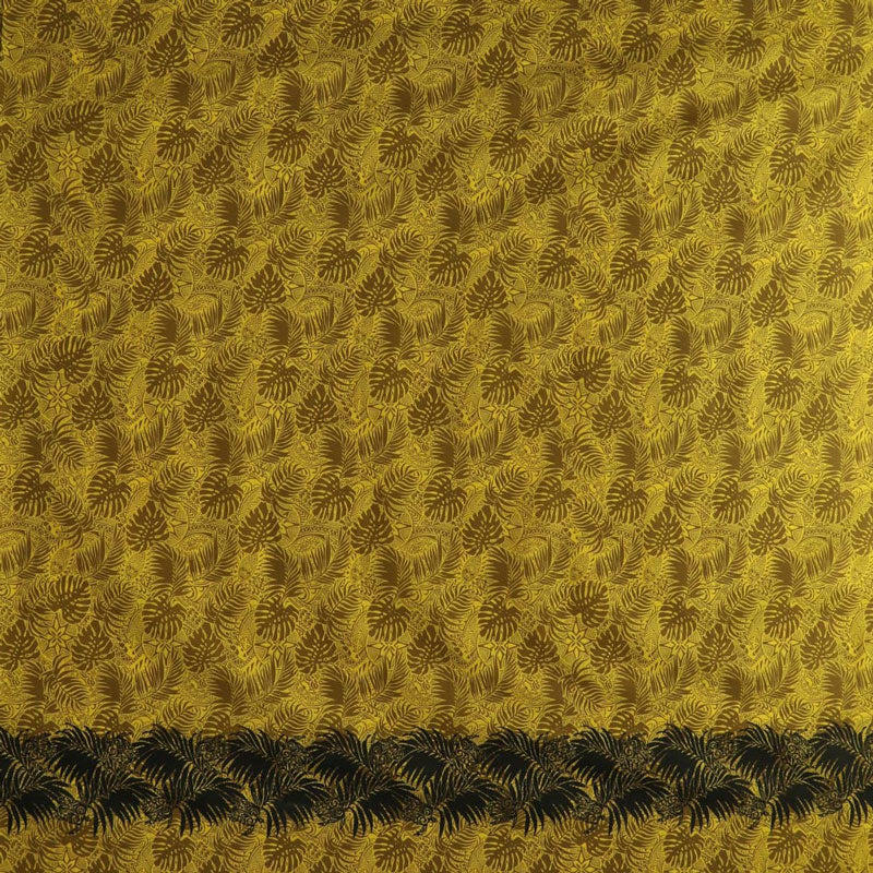 All Over Monstera Leaves Firm Fen Turtle Single Border Poly-Cotton | Islands Fabric