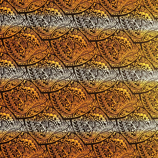 Traditional Polynesian Tattoo Gradient Design Fabric| Cotton-Poplin
