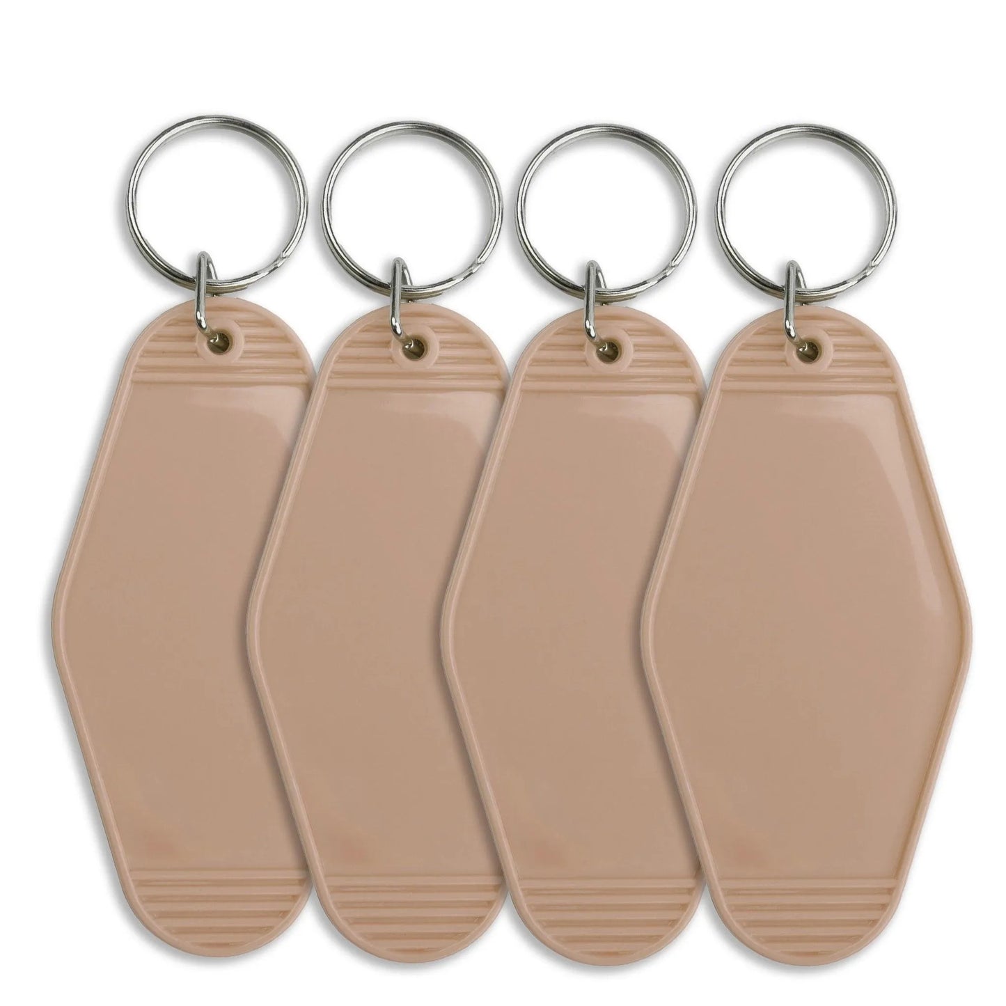 Master Maker Crafts -  Retro Motel Keychain with Silver Ring - Oatmeal (4 per Set)