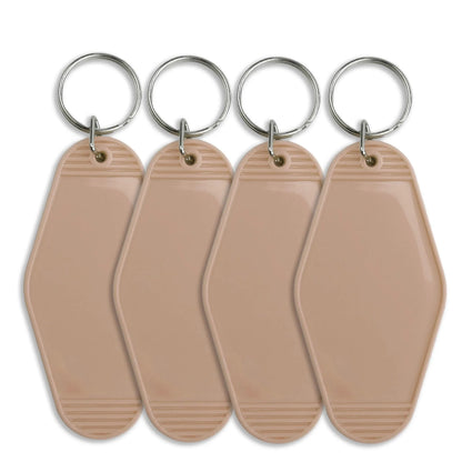Master Maker Crafts -  Retro Motel Keychain with Silver Ring - Oatmeal (4 per Set)