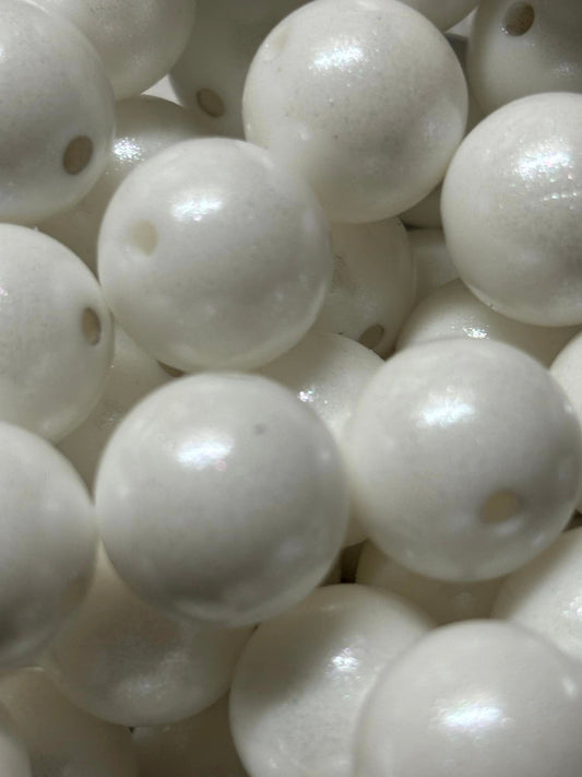 15mm Solid White Opal Silicone Bead