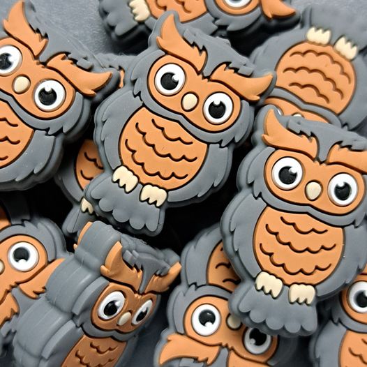 Animal - Owl Gray Silicone Focal 0174 - 3 Count