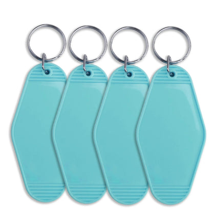 Master Maker Crafts -  Retro Motel Keychain with Silver Ring - Pacific Blue (4 per Set)
