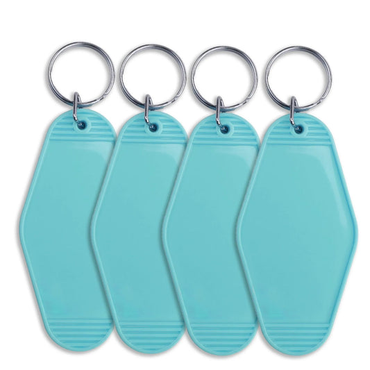 Master Maker Crafts -  Retro Motel Keychain with Silver Ring - Pacific Blue (4 per Set)