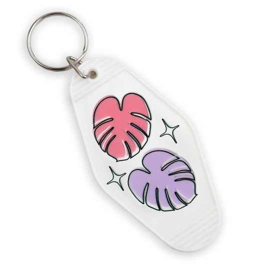 Master Maker Crafts -  UV DTF Decal - Pastel Monstera 4 Set 2" (Keychain NOT Inclued)