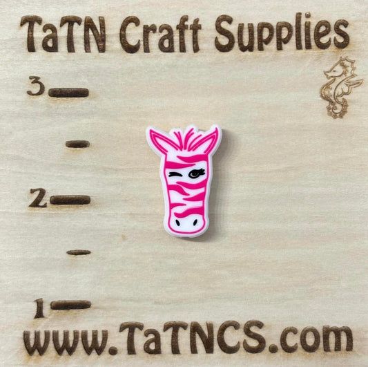 Direct Sales - Paisley Pink Zebra Silicone Focal - Bead Sister Collab - 5 Count