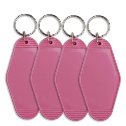Master Maker Crafts -  Retro Motel Keychain with Silver Ring - Pink (4 per Set)