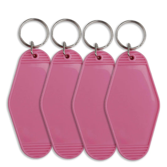 Master Maker Crafts -  Retro Motel Keychain with Silver Ring - Pink (4 per Set)