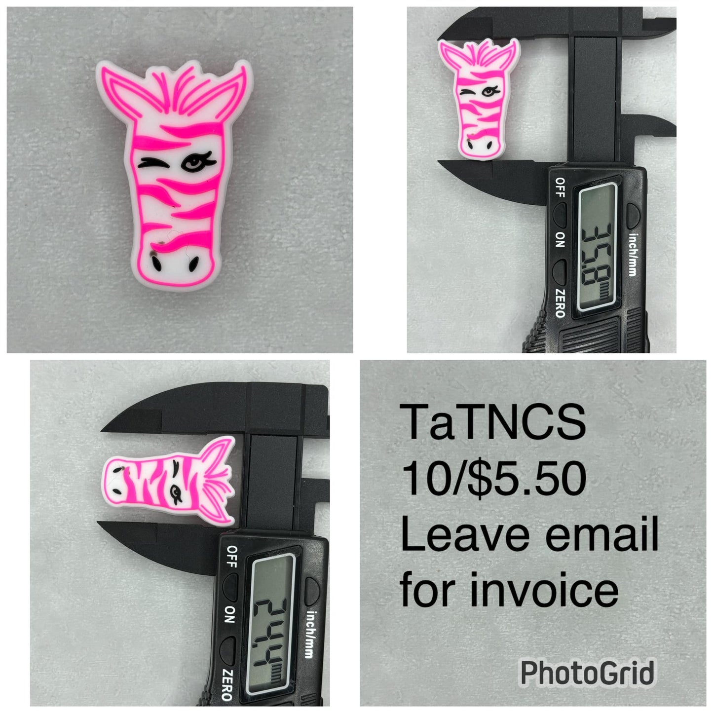 5512 - Direct Sales - Paisley Pink Zebra Large Silicone Focal Bead Sister Collab
