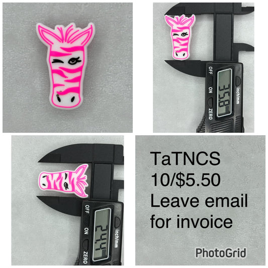 5512 - Direct Sales - Paisley Pink Zebra Large Silicone Focal Bead Sister Collab