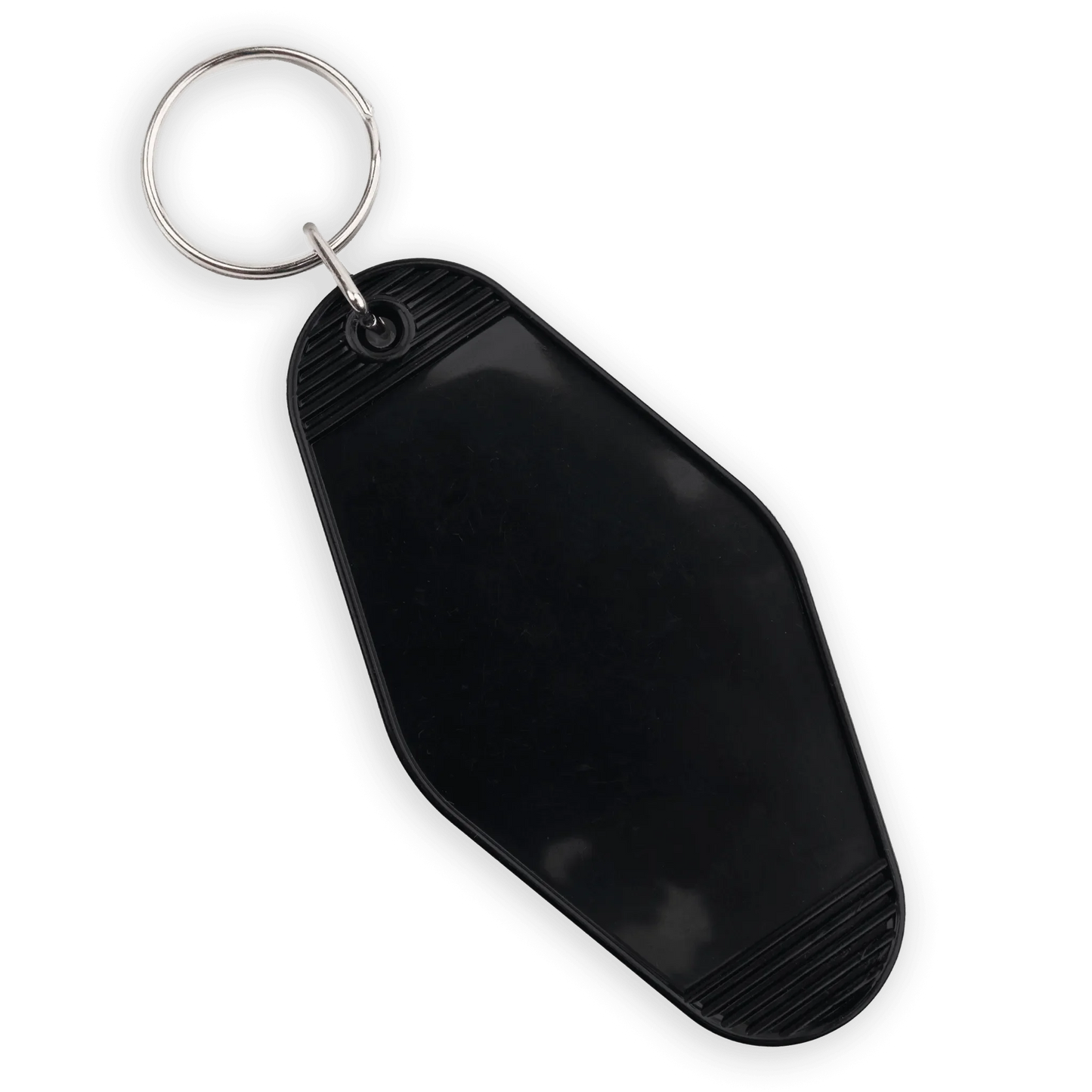 Master Maker Crafts -  Retro Motel Keychain with Silver Ring - Black (4 per Set)