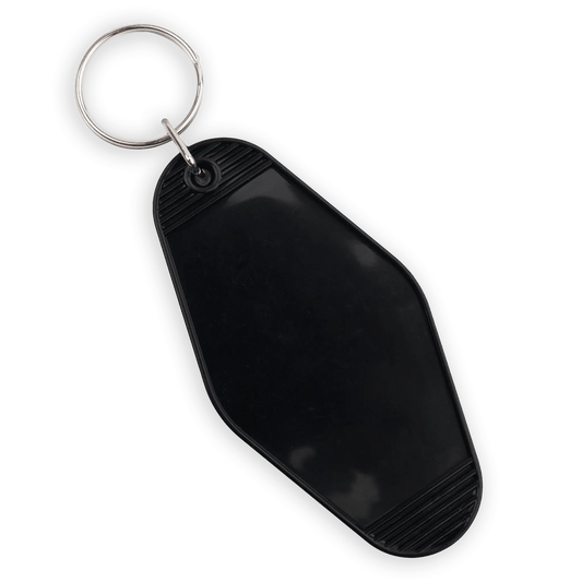 Master Maker Crafts -  Retro Motel Keychain with Silver Ring - Black (4 per Set)