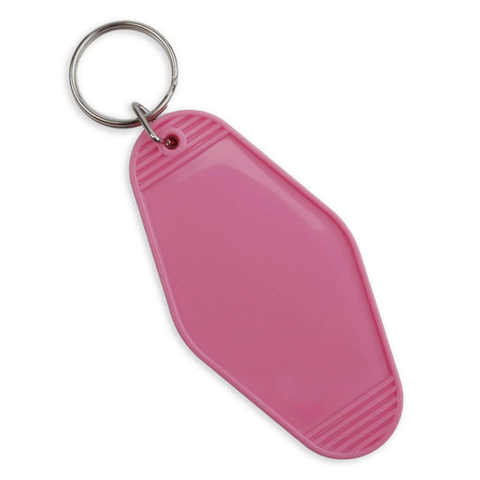 Master Maker Crafts -  Retro Motel Keychain with Silver Ring - Pink (4 per Set)