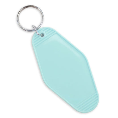 Master Maker Crafts -  Retro Motel Keychain with Silver Ring - Light Blue (4 per Set)