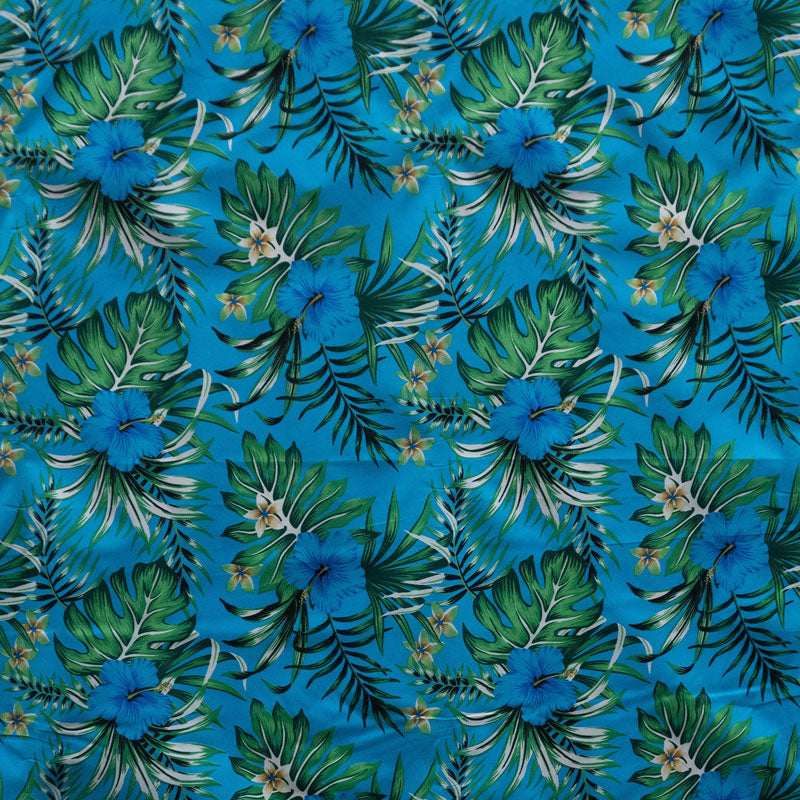 Hibiscus Monstera Palm leaves Polyester Fabric | Islands Fabric