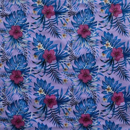Hibiscus Monstera Palm leaves Polyester Fabric | Islands Fabric