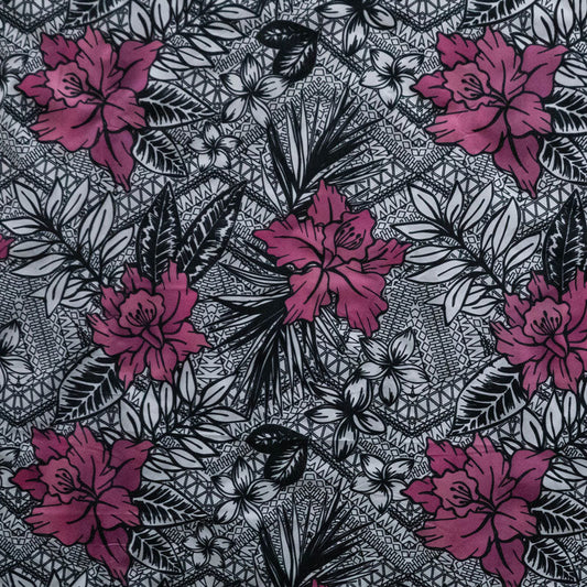 All Over Tropical Flowers & Leaves Polyester Fabric | Islands Fabric