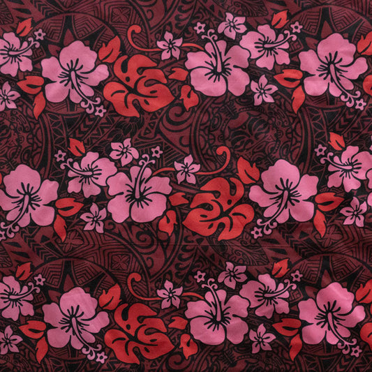 Hibiscus/Plumeria/Monstera Leaf Polyester Fabric | Islands Fabric