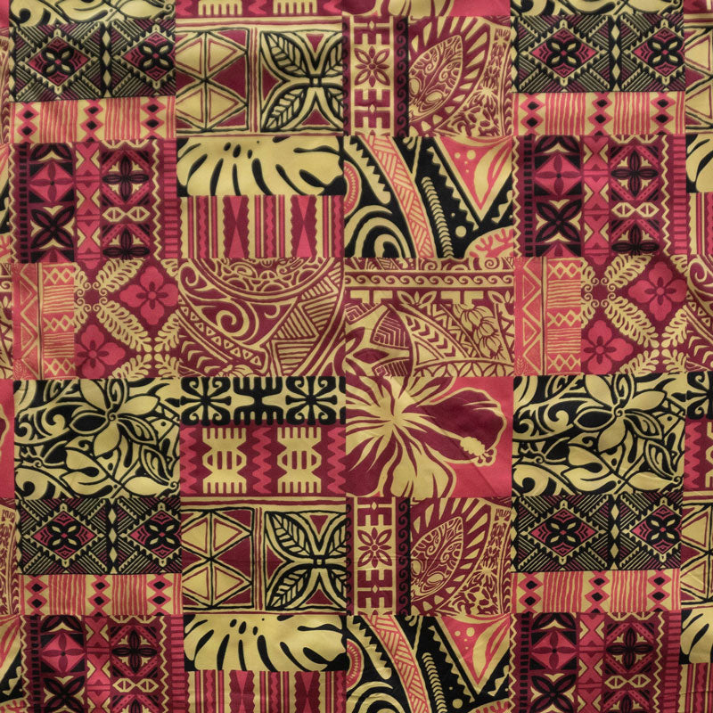 Traditional Polynesian Tapa Design Polyester Fabric | Islands Fabric