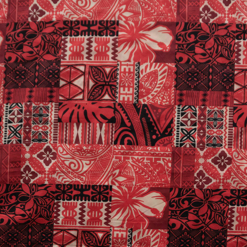 Traditional Polynesian Tapa Design Polyester Fabric | Islands Fabric