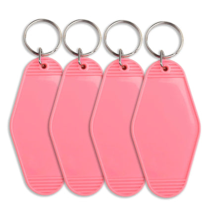 Master Maker Crafts -  Retro Motel Keychain with Silver Ring - Pretty Pink (4 per Set)