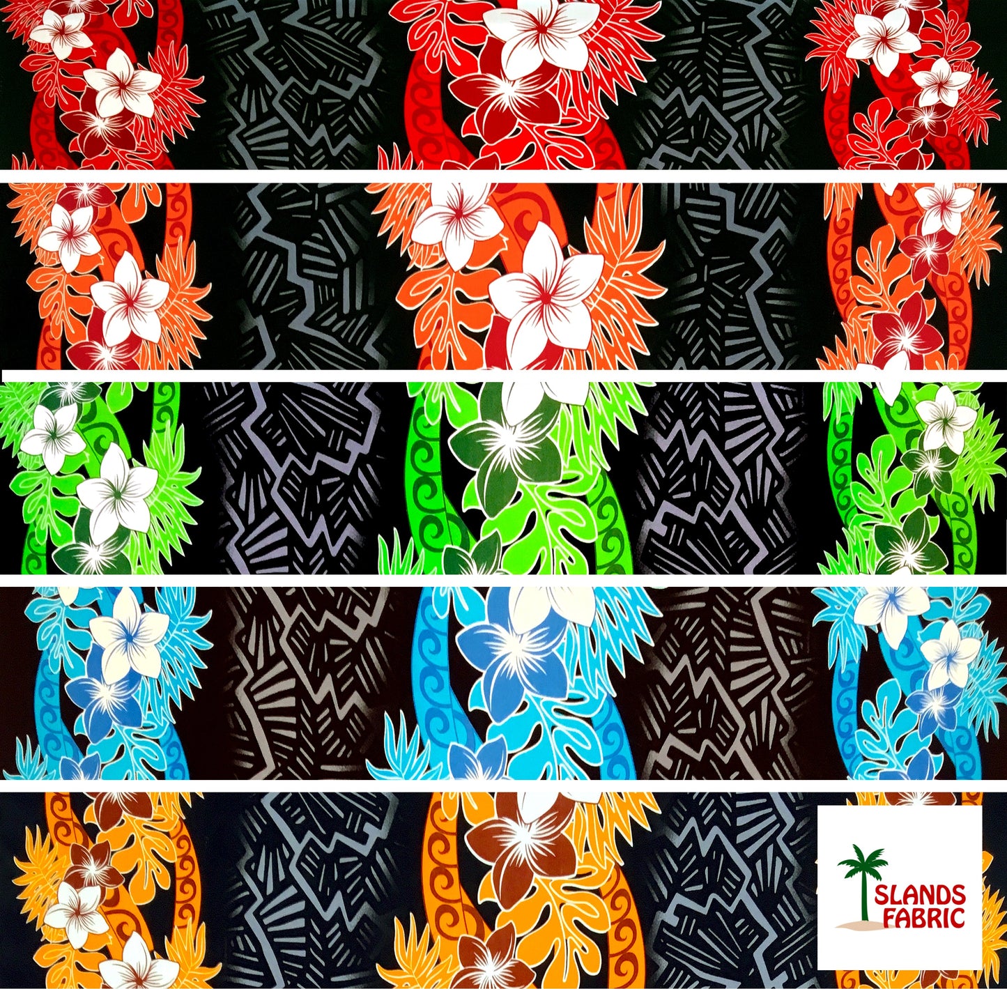 Triple Tropical Border Rayon Fabric | Islands Fabric