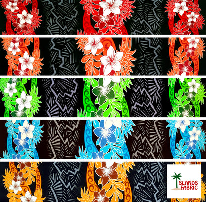 Triple Tropical Border Rayon Fabric | Islands Fabric