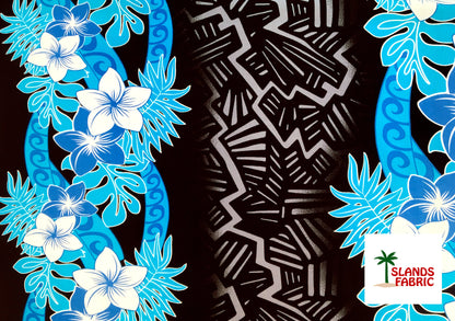 Triple Tropical Border Rayon Fabric | Islands Fabric