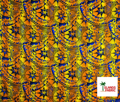 Plumeria Star Design Rayon Fabric | Islands Fabric