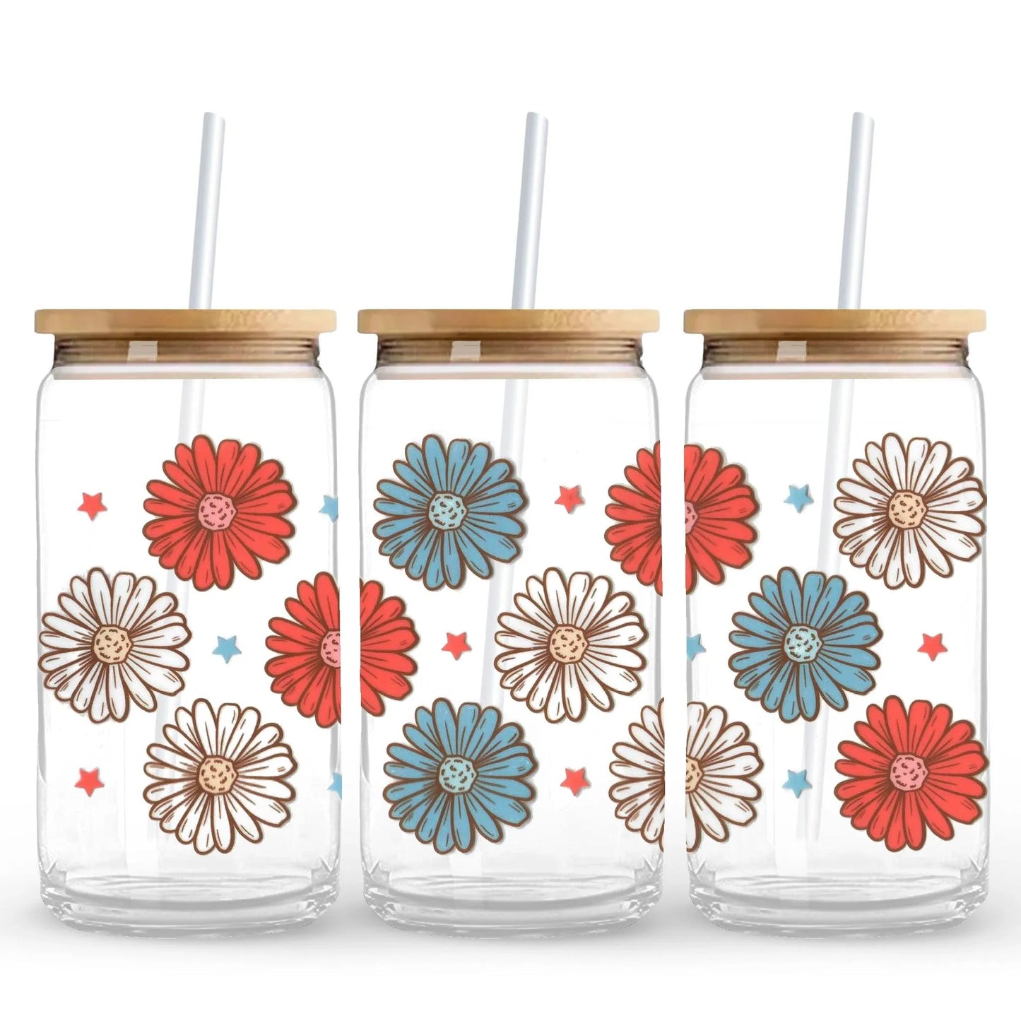 Master Maker Crafts -  UV DTF Wrap Only - Red, White & Bloom 9.7" x 4.3" (Cup NOT Included)