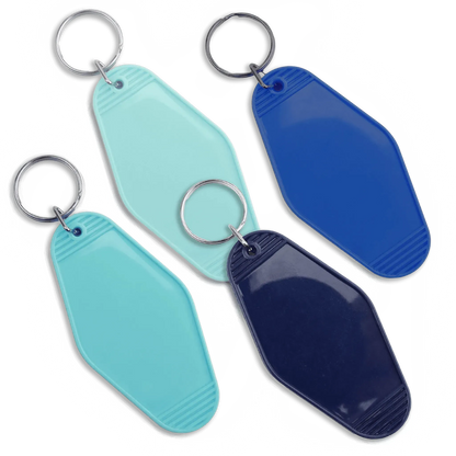 Master Maker Crafts -  Retro Motel Keychain with Silver Ring - Pacific Blue (4 per Set)