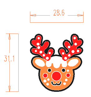 Christmas - Reindeer Silicone Focal - 5 Count