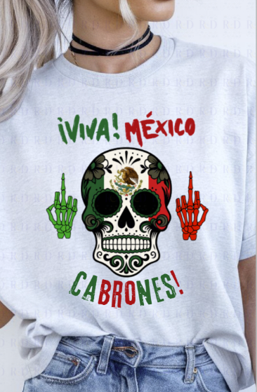 Viva Mexico Cabrones Skull PNG Download