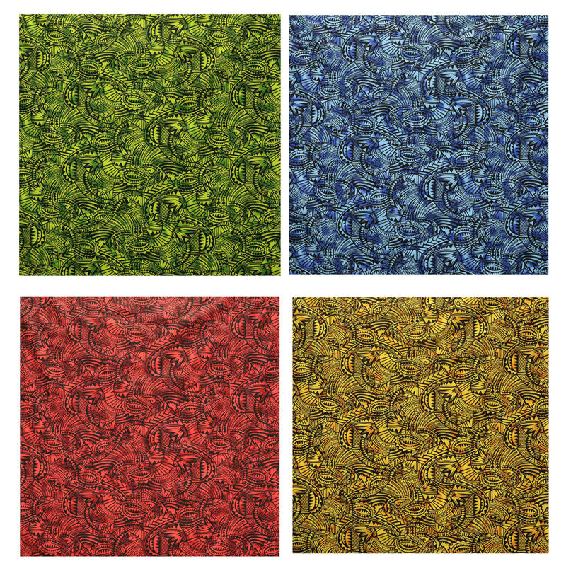 Traditional Polynesia Tattoo All Over Fan design Poly Cotton Fabric | Islands Fabric