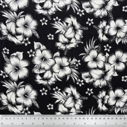 Hibiscus Cluster Rayon Challis Fabric | Islands Fabric