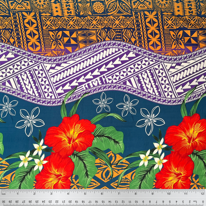 Tapa, Tribal Tattoo Hibiscus Plumeria Peachskin Fabric | Islands Fabric