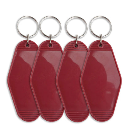 Master Maker Crafts -  Retro Motel Keychain with Silver Ring - Wine Red (4 per Set)