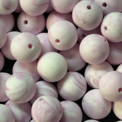 PACK of 15 - 15mm Solid Marble Pink Silicone Bead A7