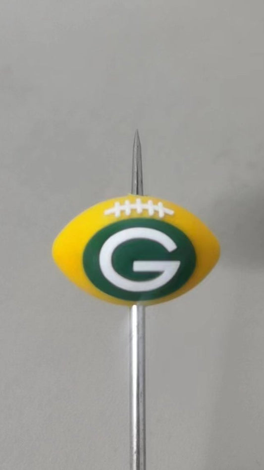 0103 - Football - 3D Football Green Bay Packers Yellow Silicone Focal