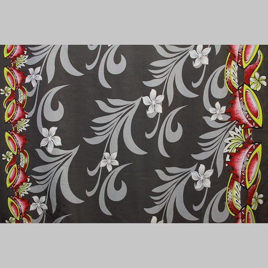 Kava Bowl Tiare Palm Leaves Double Border Polyester Fabric | Islands Fabric