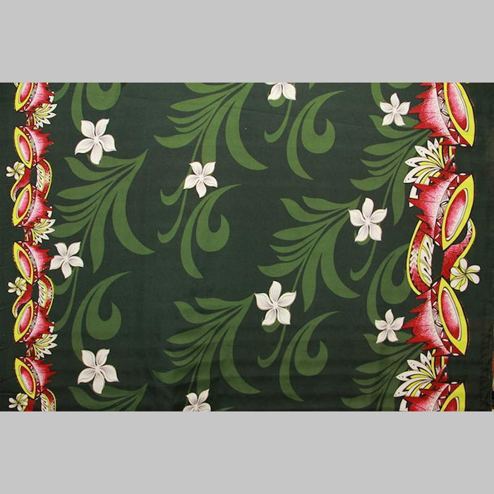 Kava Bowl Tiare Palm Leaves Double Border Polyester Fabric | Islands Fabric