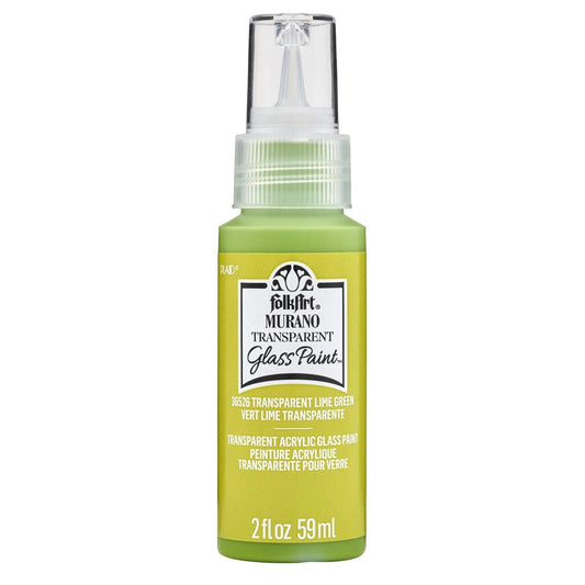 FolkArt Murano Glass Paint - Transparent Lime Green (2 oz Bottle)